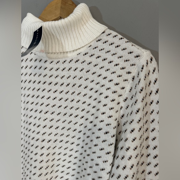 Karen Scott Winter White Pattern Pullover Turtleneck Sweater Womens Small NWT - Picture 3 of 7